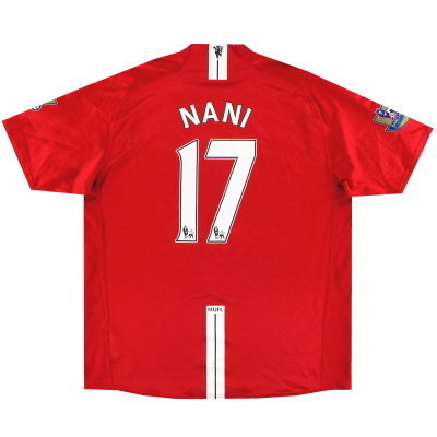 2007-08 Manchester United Nike Home Shirt Nani #17 XL 