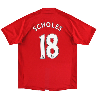 2007-08 Manchester United Nike Home Shirt Scholes #18 L