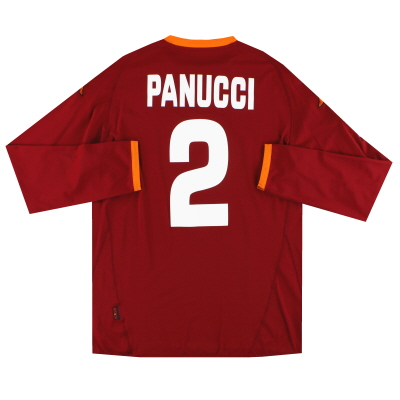 2007-08 Roma Kappa PI Home Shirt De Panucci #2 L/S *Como nuevo* XXL