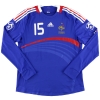 2008 France adidas Match Worn Home Shirt Thuram #15 L/S (v England) L
