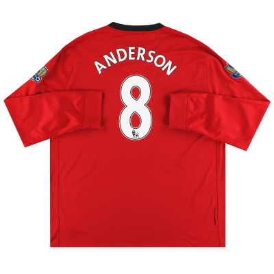 2009-10 Manchester United Nike Thuisshirt Anderson #8 L/S XXL