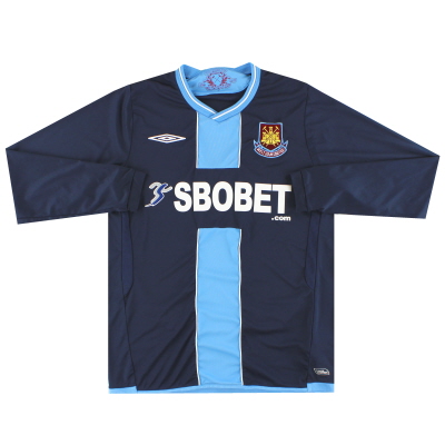 Camiseta de visitante del West Ham Umbro 2009-10 L / S * Mint * M