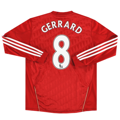 2010-12 Liverpool adidas Home Maglia Gerrard #8 L/S L.Boys