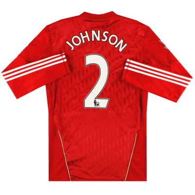 2010-12 Liverpool Techfit Player Issue thuisshirt L/S Johnson #2 *Mint* XL