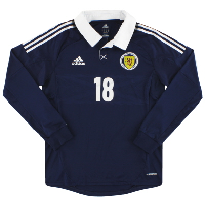 2011-13 Skotlandia adidas Player Issue Home Shirt #18 L/SS