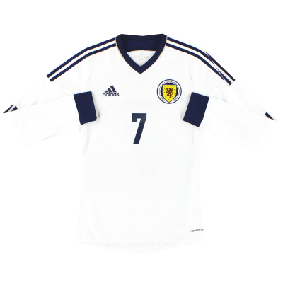2012-14 Pemain Adidas Formotion Skotlandia Mengeluarkan Baju Tandang L/S #7 *Seperti Baru* S