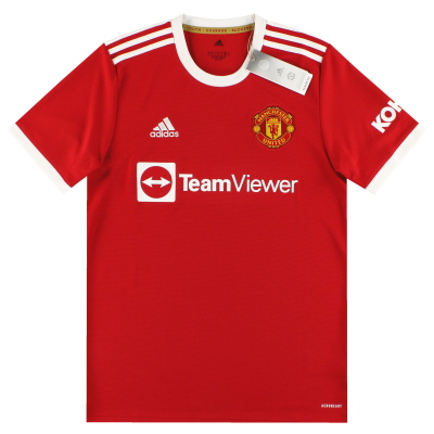 2021-22 Manchester United adidas thuisshirt *met kaartjes* L