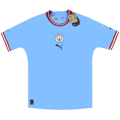 2022-23 Manchester City Puma Player Issue thuisshirt *met kaartjes*