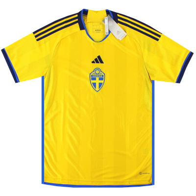 2022-23 Zweden adidas thuisshirt *met kaartjes* L